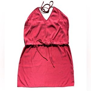 Pink Halter Dress - Cinched Drawstring Waist Short Size Small